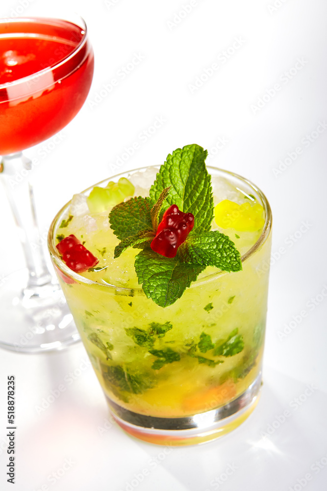 Icy lemonade with mint leaves Icy lemonade with mint leaves