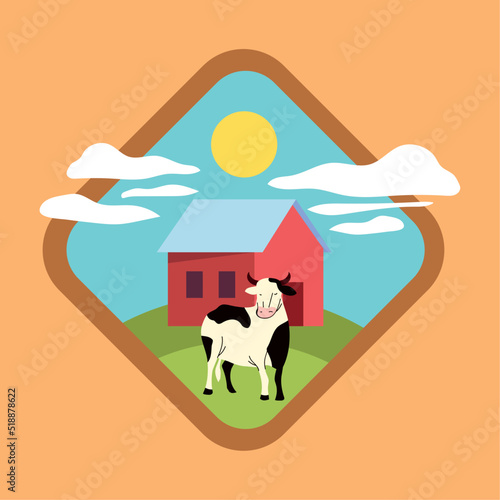 rural barn and cow