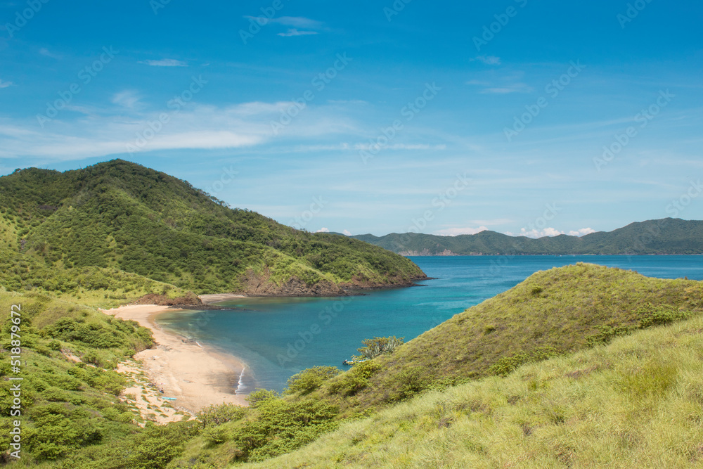 natural landscape of the beach with vegetation on the island in Costa Rica