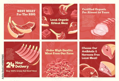 Social media set with meat product advertising