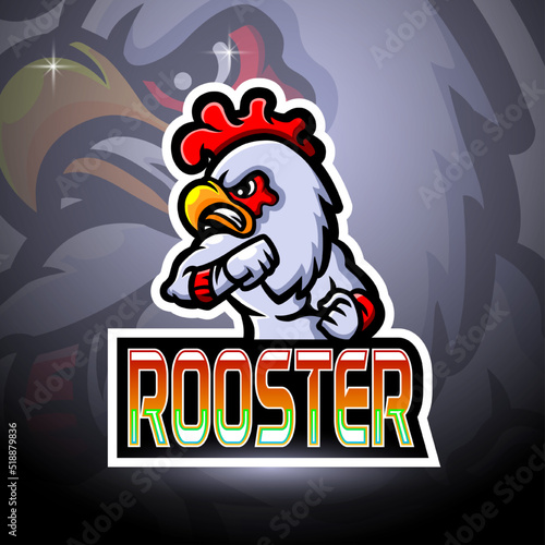 Rooster esport logo mascot design
