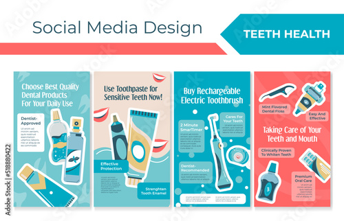 Social media story design with teeth health product photo
