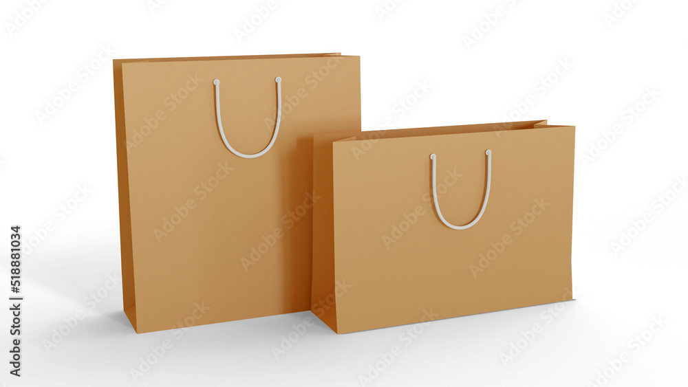 Realistic 3d illustration render shooping bag mockup set with paper ...