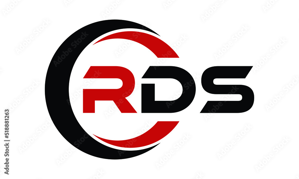 RDS three letter swoosh logo design vector template monogram logo