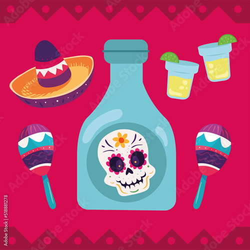 mexican tequila and maracas