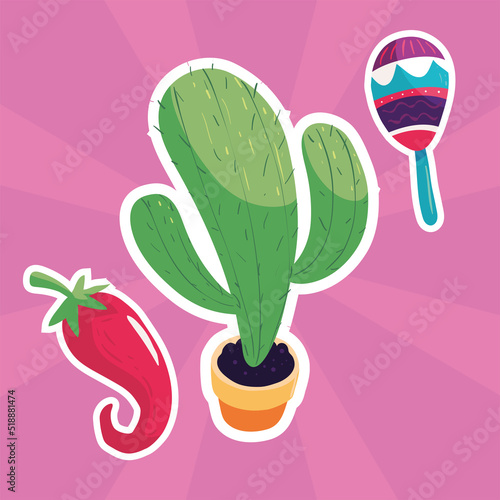 set sticker of mexico
