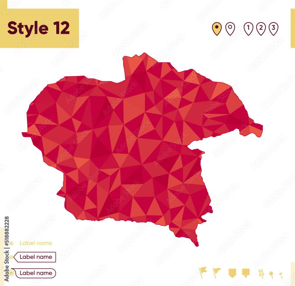 Almaty, Kazakhstan - red low poly map, polygonal map. Outline map. Vector illustration. Almaty, Kazakhstan - red low poly map, polygonal map. Outline map. Vector illustration.