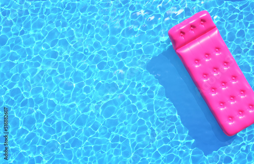 Swimming pool with pink inflatable mattress. Pool party, summer background © simone_n