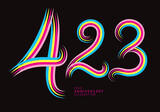 423 number design vector, graphic t shirt, 423 years anniversary celebration logotype colorful line,423th birthday logo, Banner template, logo number elements for invitation card, poster, t-shirt.
