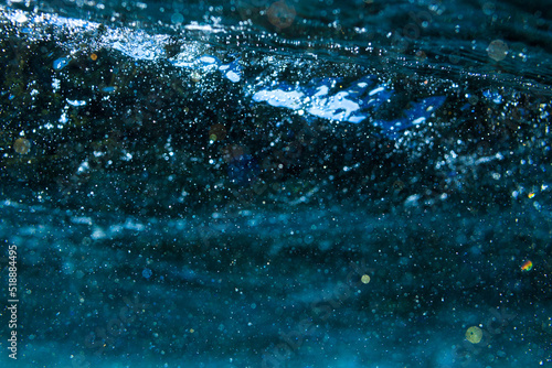 Background bubbles underwater. Ocean underwater part with air bubbles.