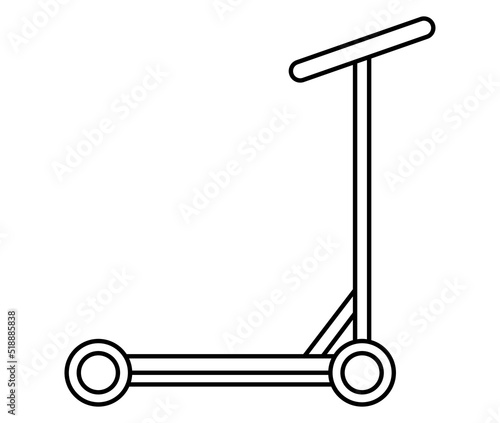 Vector black and white scooter icon. Line transport illustration isolated on white background. Active sport equipment sign. Simple hobby coloring page. Alternative transportation concept.