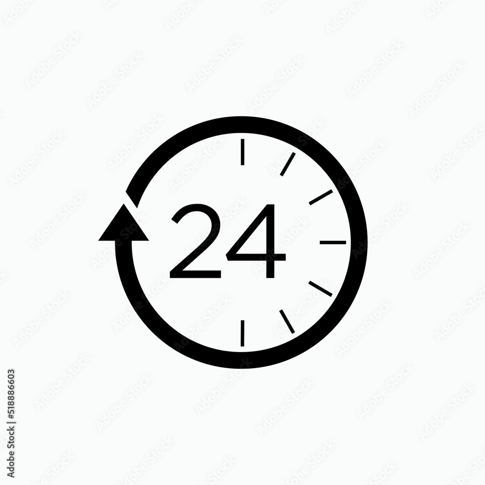 24 Hours Clock Icon. Service Time Sign and Symbol for Design, Presentation, Website or Apps Elements. - Vector. 24 Hours Clock Icon. Service Time Sign and Symbol for Design, Presentation, Website or Apps Elements. - Vector.