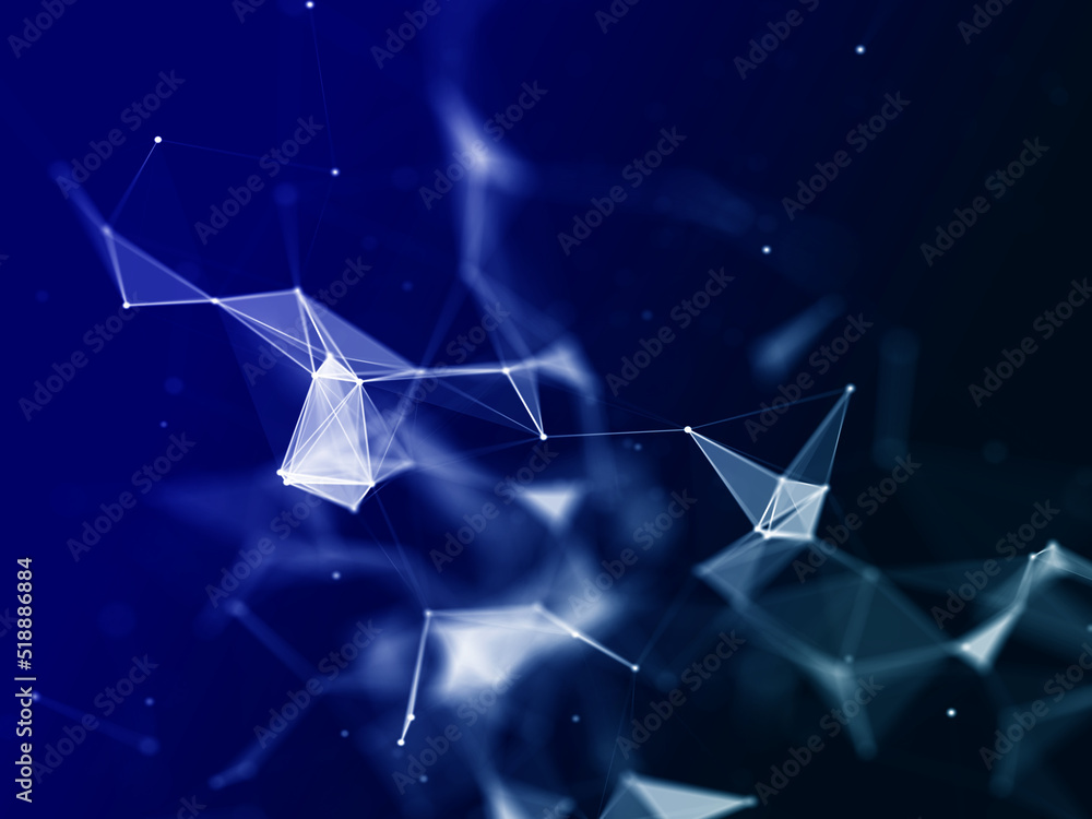 3D network communications background with low poly plexus design Stock ...
