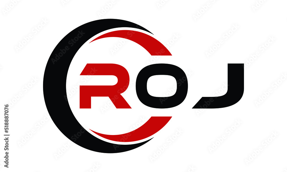 ROJ three letter swoosh logo design vector template | monogram logo ...