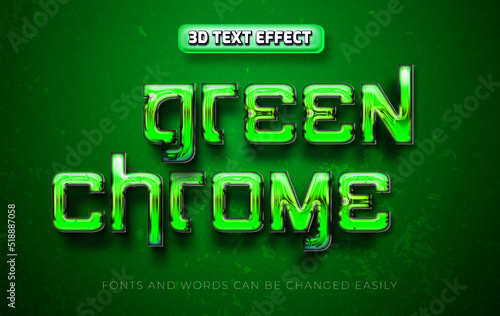 Green chrome 3d editable text effect style