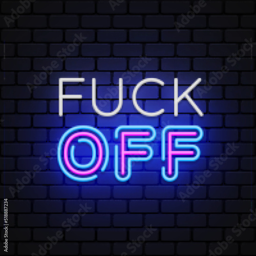 Fuck neon in line art style. Vector design. Modern trendy design. Funny art. Vector design