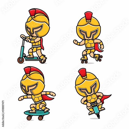 cute cartoon gladiator playing sports for kids