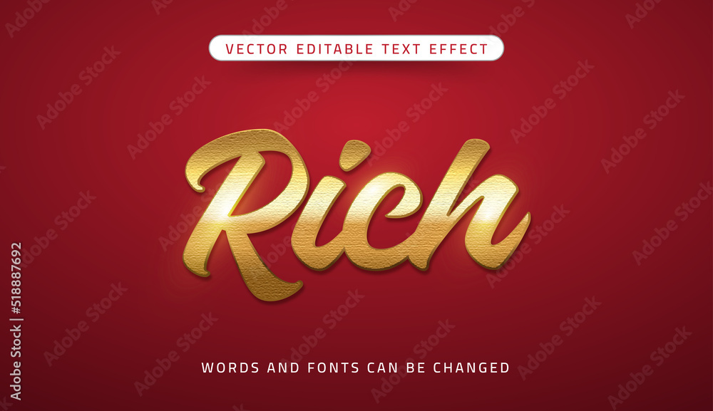 Rich gold editable text effect on red background