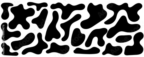 Irregular blob, set of abstract organic shapes. Abstract irregular random blobs. Simple liquid amorphous splodge. Trendy minimal designs for presentations, banners, posters and flyers.