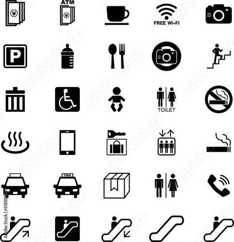 施設関連のかわいいピクトグラム