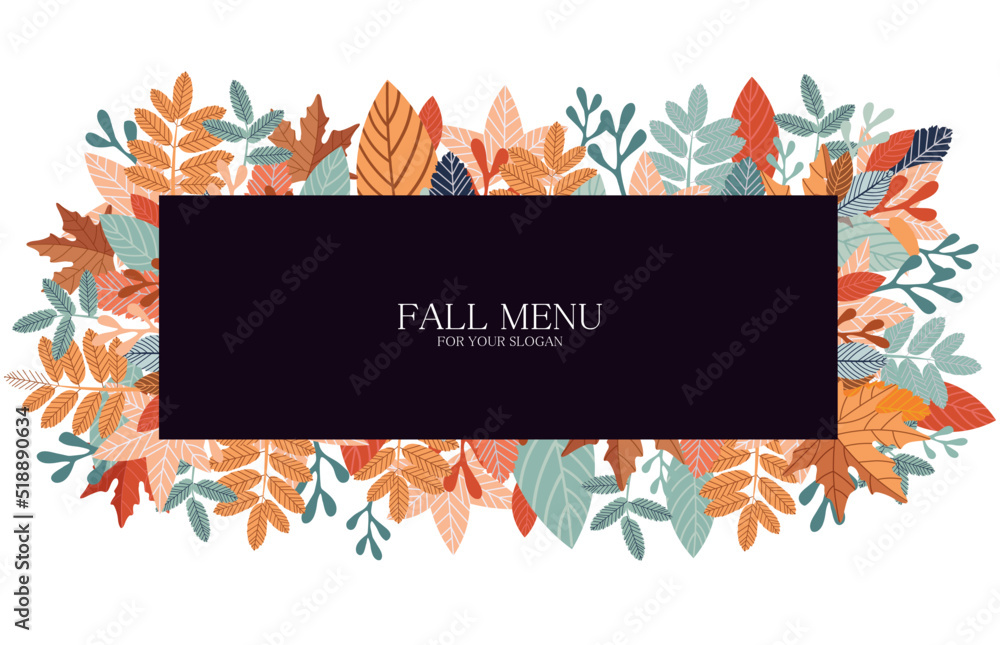 Frame with autumn leaves on dark background