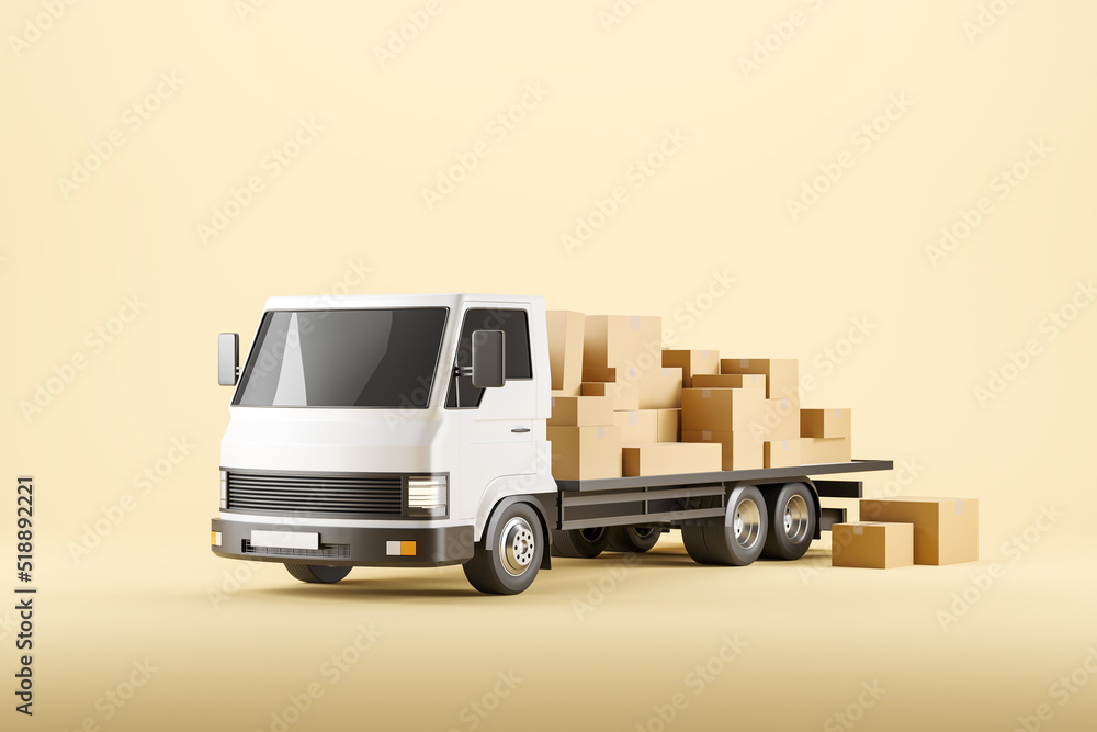 Truck full of carton boxes, shipping and delivery of orders. Copy space Truck full of carton boxes, shipping and delivery of orders. Copy space