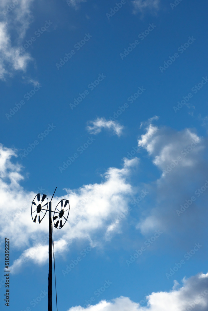 Out-of-season carp streamer pole and blue sky Out-of-season carp streamer pole and blue sky