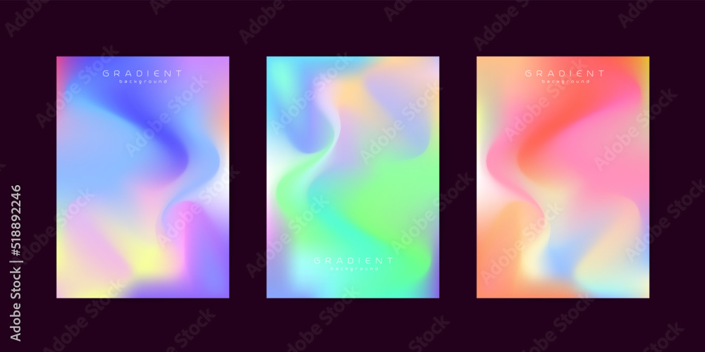 Fototapeta premium SET of modern Abstract gradient curved Background and colorful gradient shapes of pastel color mode in Vector, Illustration