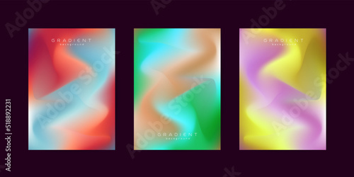 Group of Abstract gradient Background in three set with colorful gradient shapes of pastel color  Vector  Illustration