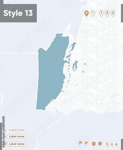 Belize - map with water, national borders and neighboring countries. Shape map.