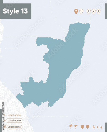 Congo - map with water, national borders and neighboring countries. Shape map.