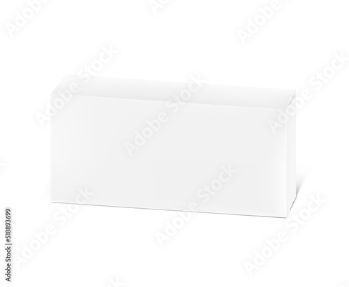 Realistic cardboard packaging box mockup. Vector illustration isolated on white background. Can be use for medicine, food, cosmetic and other. Ready for your presentation. EPS10.