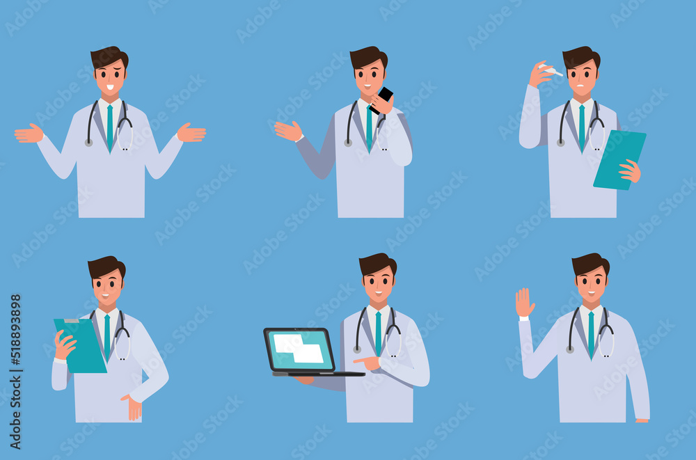Medical  and  doctor ,Vector illustration cartoon character set