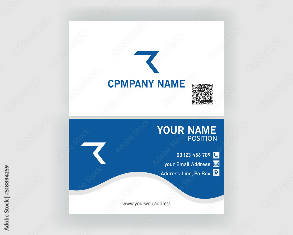 Modern Horizontal Business Card Template Layout with  bleed area print ready eps