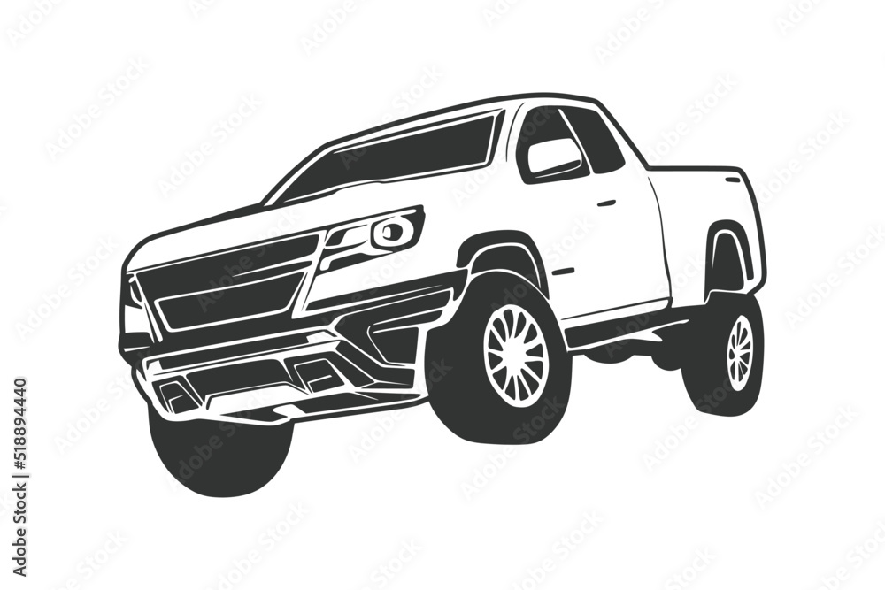 vector car, front view, simple black and white vector, suitable for