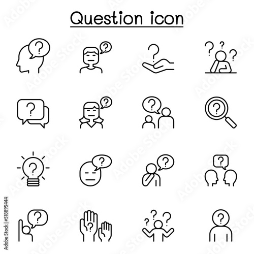 Question icon set in thin line style