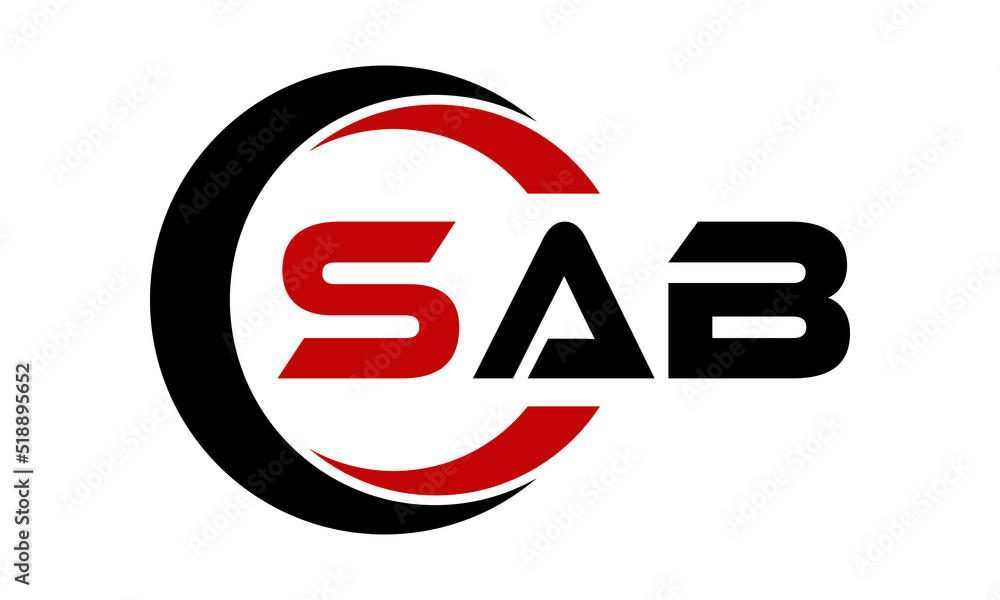 SAB three letter swoosh logo design vector template monogram logo abstract logo wordmark
