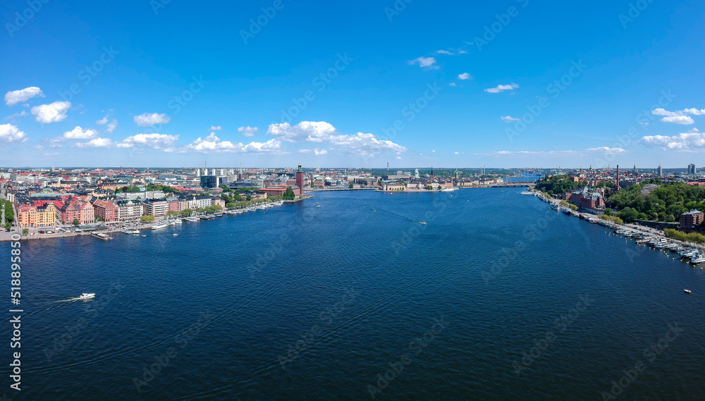 Aerial view of Stockholm in a sunny summer day in Sweden