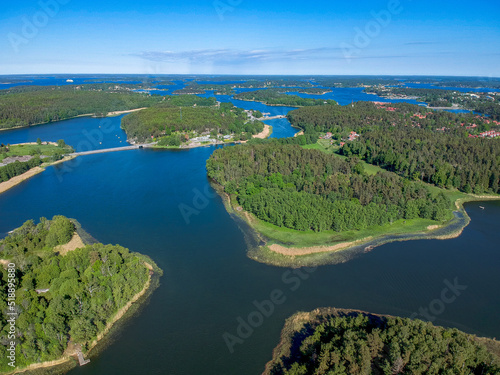 Tableau sur toile Aerial view of Stockholm archipelago in Sweden