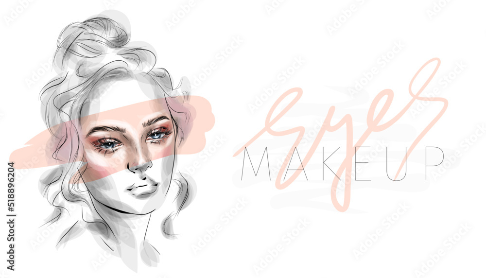 Beautiful Woman Face Makeup Vector