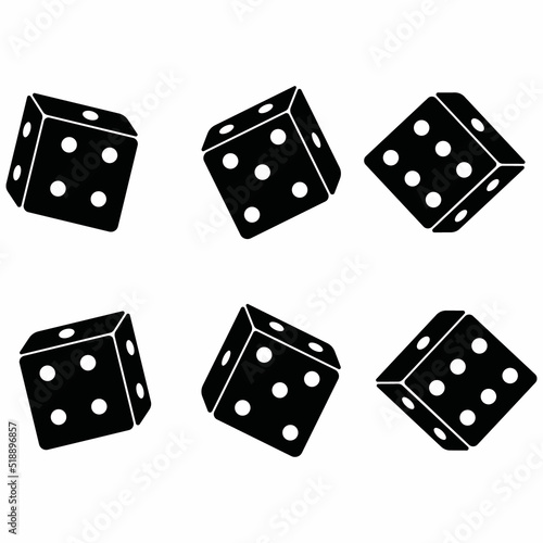 Dice, cubes, vector illustration outline icon isolated on white background