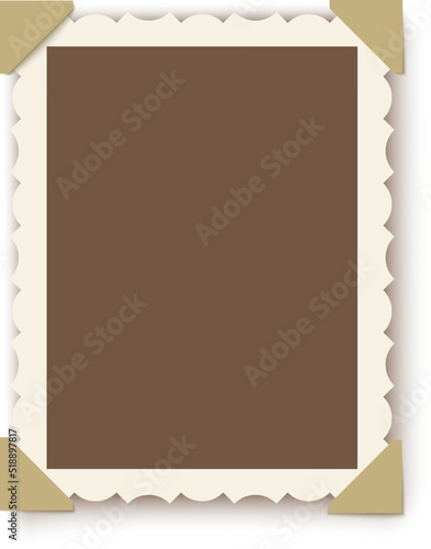 Retro photo frame mockup. Blank realistic border