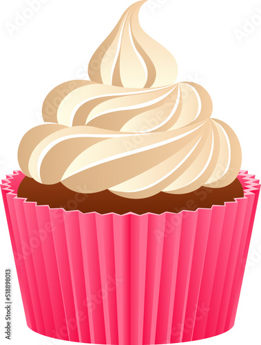 Sweet cupcake icon. Cream swirl cartoon dessert