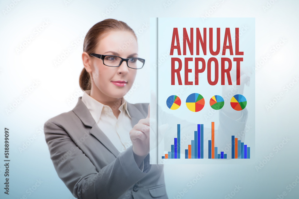 Businesswoman in annual report concept Businesswoman in annual report concept