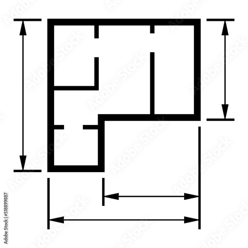House plan icon, architecture sketch graphic design, home construction project vector illustration