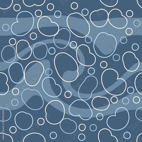 Abstract wave and pebbles seamless pattern. Perfect print for T-shirt, paper, textile and fabric. Modern vector background for decor and design.