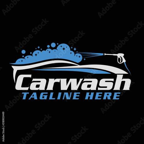 Carwash logo design with pressure washer template