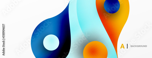 Flowing geometric shapes minimalist abstract background. Round shapes and circles. Wallpaper for concept of AI technology, blockchain, communication, 5G, science, business