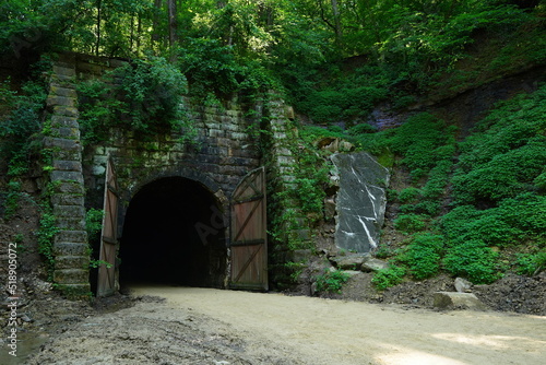 Old train tunnel on Elroy to Sparta Wisconsin nature bike trail. photo