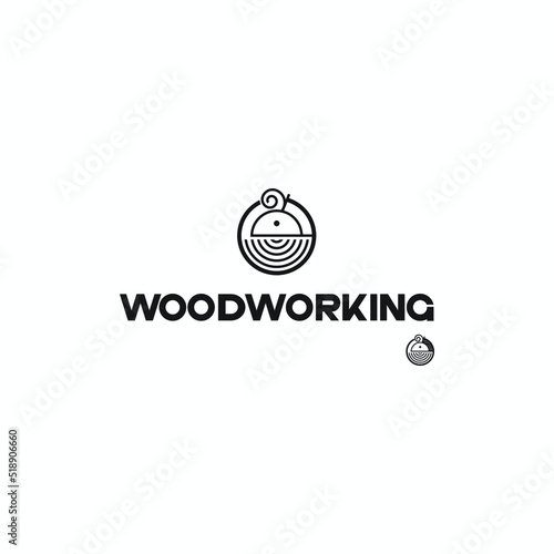 
an illustration consisting of an image of a planer plowing a tree and the inscription "woodworking"